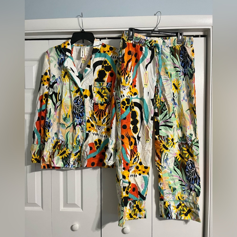 Marcos Navarro for Anthropologie Flannel Pajama Sleep Set size large